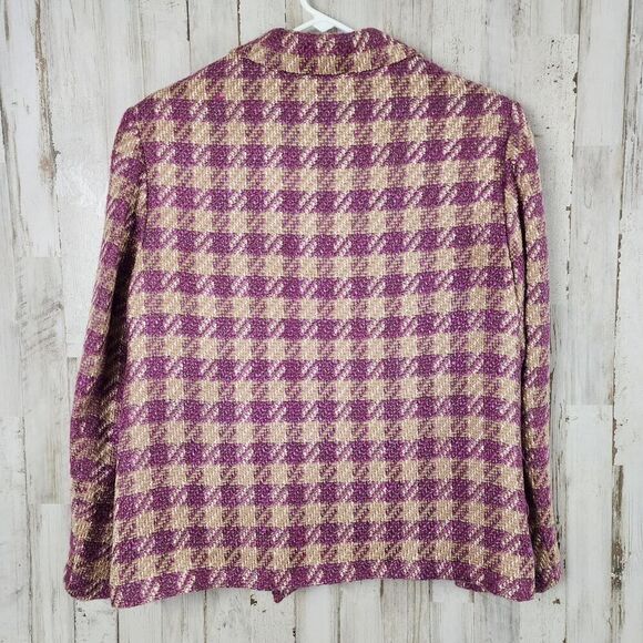 Alfred Dunner Blazer Purple Tan Check Size  12P - Picture 2 of 11